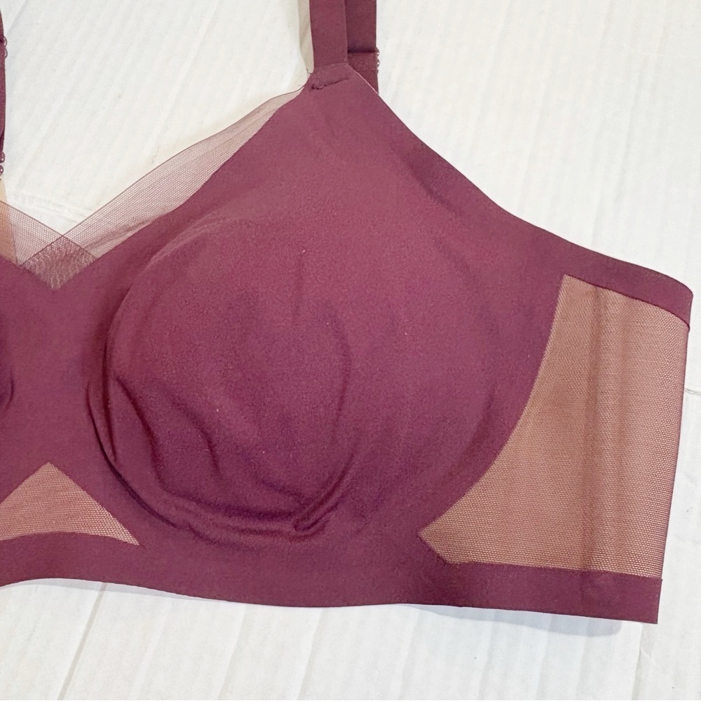 Honeylove Crossover Bra Size XL Fig Maroon Red Wireless Wireless Smoothing - Picture 9 of 14
